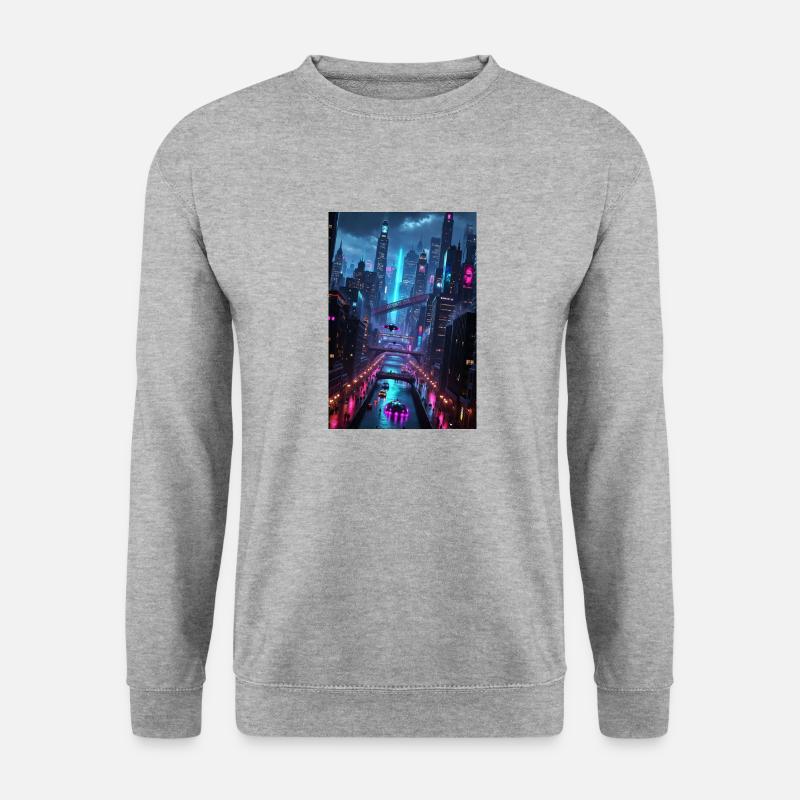 Die Stadt der Zukunft. - Unisex Pullover - Weißgrau meliert