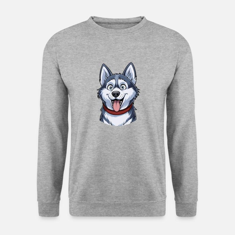 Husky Portrait - Unisex Pullover - Weißgrau meliert