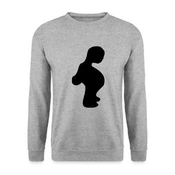 Männchen - Unisex Pullover - Weißgrau meliert - Vorne - Alina (178cm) & Michal (187cm)