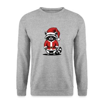 Cadeau de Noël du Père Noël raton laveur - Sweat-shirt Unisexe - gris chiné - Devant - Alina (178cm) & Michal (187cm)