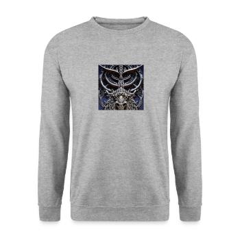 Minotaurus_Giger-Style - Unisex Pullover - Weißgrau meliert - Vorne - Alina (178cm) & Michal (187cm)