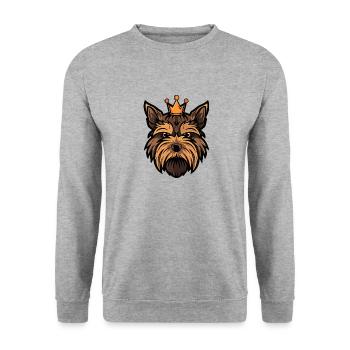 Yorkshire Terrier Hund Krone - Unisex Pullover - Weißgrau meliert - Vorne - Alina (178cm) & Michal (187cm)