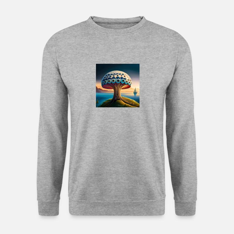 Mushroom comic - Unisex Pullover - Weißgrau meliert