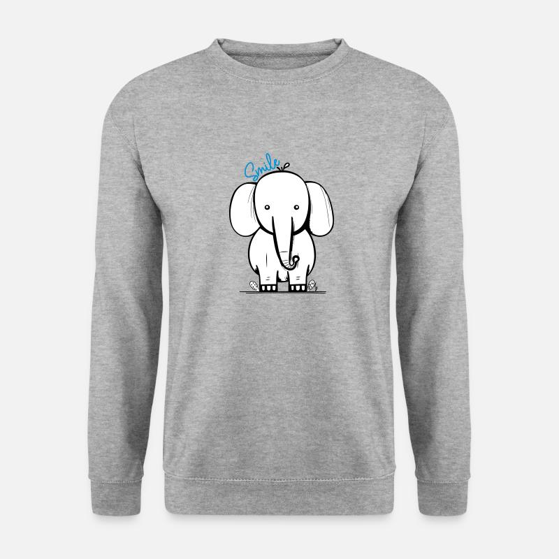 Elephant smile - Unisex Pullover - Weißgrau meliert