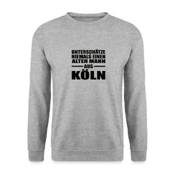 Alter Mann Köln Kölle NRW Geburtstag Ruhrgebiet - Unisex Pullover - Weißgrau meliert - Vorne - Alina (178cm) & Michal (187cm)