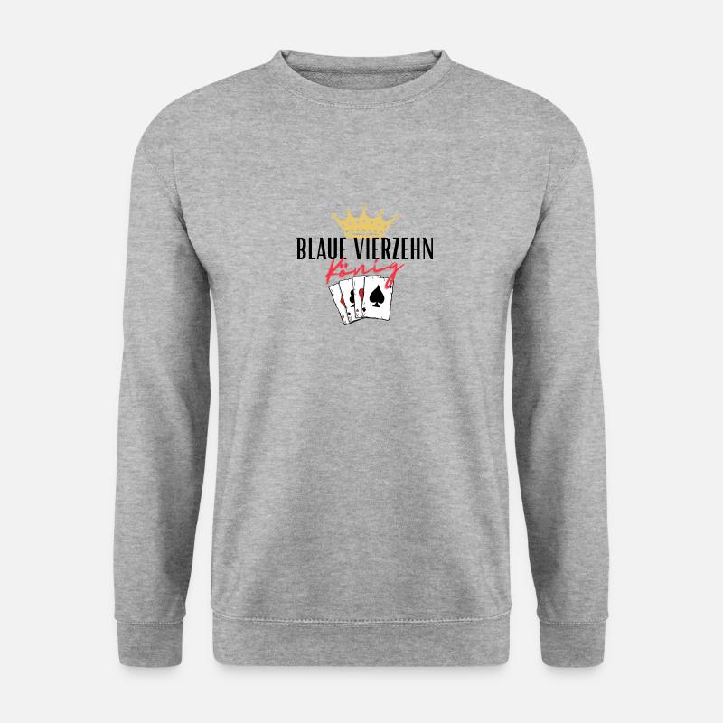Blaue Vierzehn König - Unisex Pullover - Weißgrau meliert