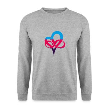 Polyamorie Flagge Infinity Heart Unendlichherz - Unisex Pullover - Weißgrau meliert - Vorne - Alina (178cm) & Michal (187cm)