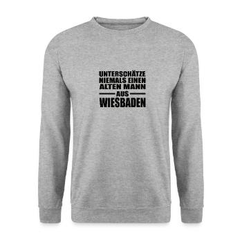 Alter Mann Wiesbaden Hessen Rentner Geburtstag - Unisex Pullover - Weißgrau meliert - Vorne - Alina (178cm) & Michal (187cm)
