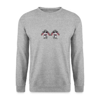 hase comic sonnenbrille 2 - Unisex Pullover - Weißgrau meliert - Vorne - Alina (178cm) & Michal (187cm)