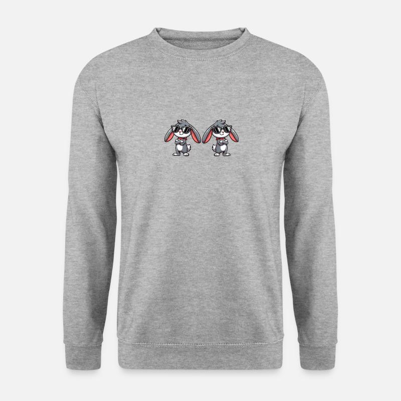 hase comic sonnenbrille 2 - Unisex Pullover - Weißgrau meliert