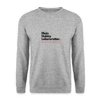 Mein Hobby Lebensretter. Freiwillige Feuerwehr. - Unisex Pullover - Weißgrau meliert - Vorne - Alina (178cm) & Michal (187cm)
