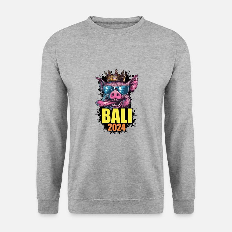 Bali 2024 Schwein - Unisex Pullover - Weißgrau meliert