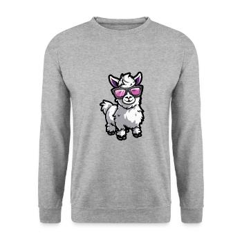 Animal lama alpaga - Sweat-shirt Unisexe - gris chiné - Devant - Alina (178cm) & Michal (187cm)