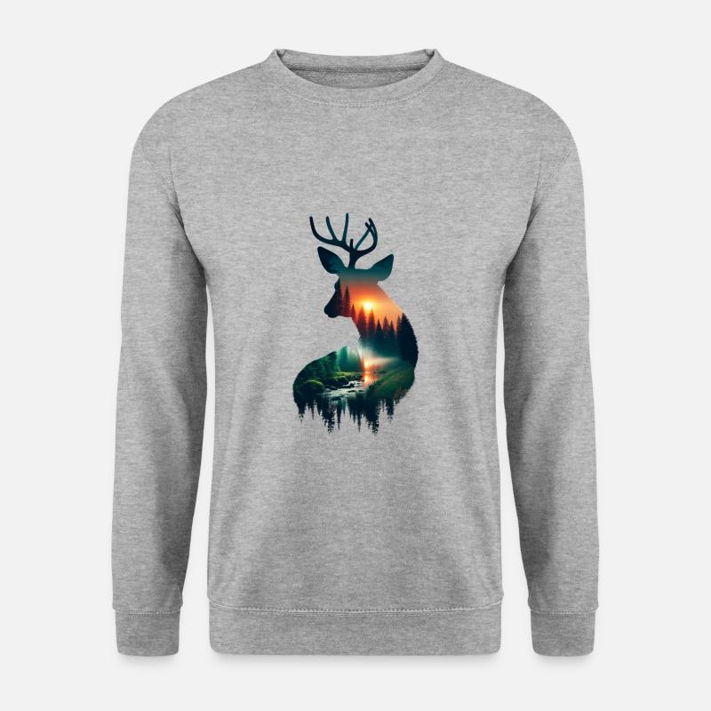 Cerf à double exposition - Sweat-shirt Unisexe - gris chiné
