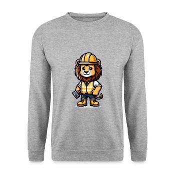 Ouvrier de la construction Lion mignon - Sweat-shirt Unisexe - gris chiné - Devant - Alina (178cm) & Michal (187cm)