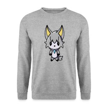 Kawaii Anime Vampir Wolf - Unisex Pullover - Weißgrau meliert - Vorne - Alina (178cm) & Michal (187cm)