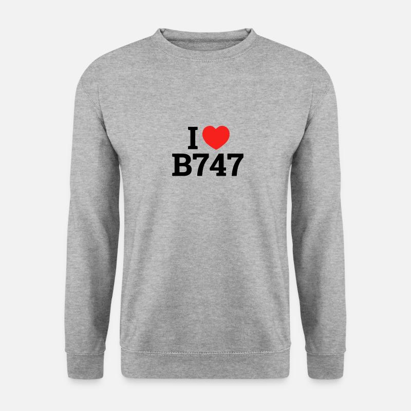 I love B747 - Unisex Pullover - Weißgrau meliert