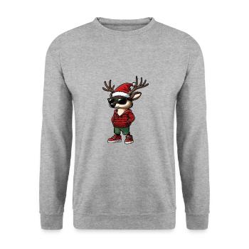 Deer Christmas X-Mas - Unisex Sweatshirt - salt & pepper - Front - Alina (178cm) & Michal (187cm)