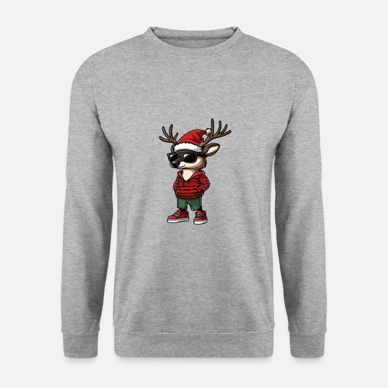 Hirsch Weihnachten X-Mas - Unisex Pullover - Weißgrau meliert