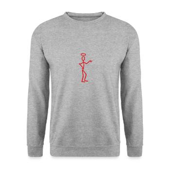 The Iconic "The Saint" Stick Figure Logo in Red - Unisex Sweatshirt - salt & pepper - Front - Alina (178cm) & Michal (187cm)