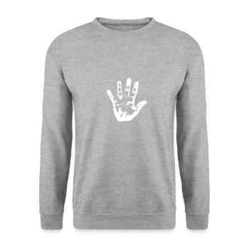Hand white - Unisex Sweatshirt - salt & pepper - Front - Alina (178cm) & Michal (187cm)