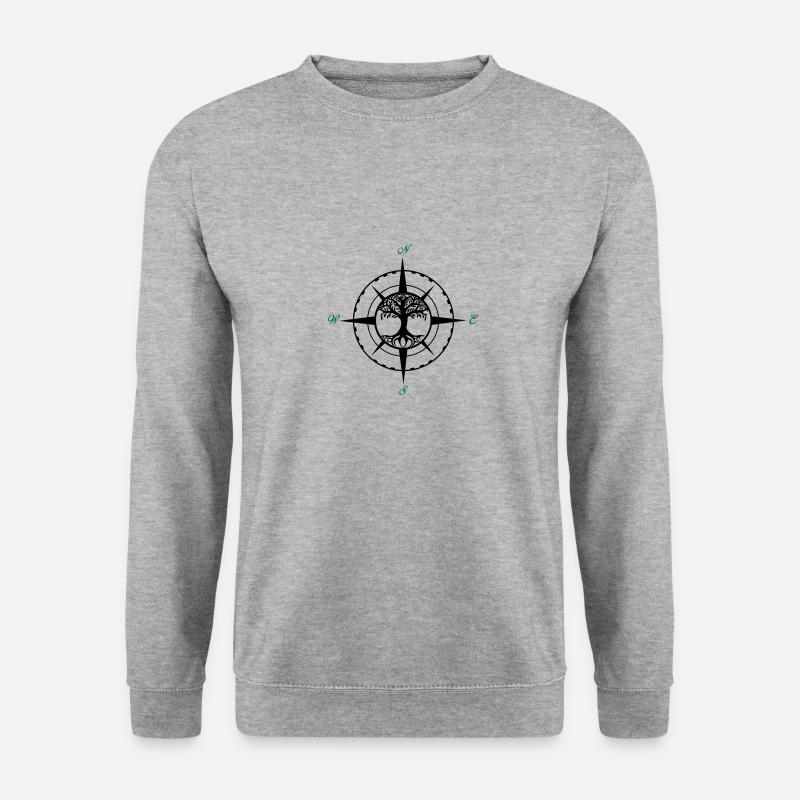 kompass tree of life 02 - Unisex Pullover - Weißgrau meliert