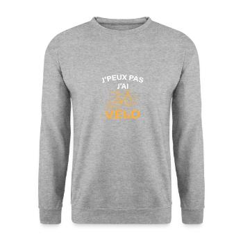 Je peux pas j'ai Vélo - Sweat-shirt Unisexe - gris chiné - Devant - Alina (178cm) & Michal (187cm)
