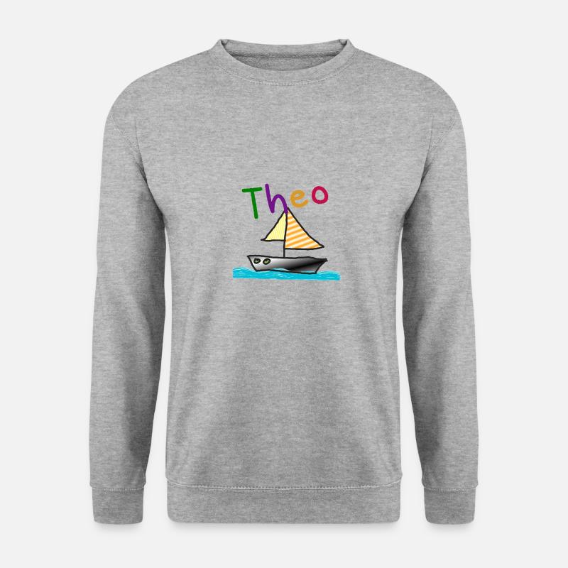 Theo Vorname Junge Segelschiff Name Schiff Boot - Unisex Pullover - Weißgrau meliert