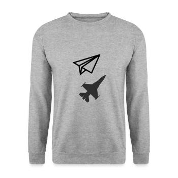 Paper airplane - Keeping your child's soul - Unisex Sweatshirt - salt & pepper - Front - Alina (178cm) & Michal (187cm)