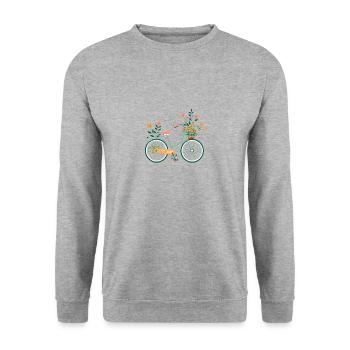 Süße Abenteuer Blumenrad Tour 10 - Unisex Pullover - Weißgrau meliert - Vorne - Alina (178cm) & Michal (187cm)