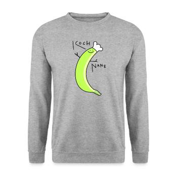 Lustige Banane zum kochen - Unisex Pullover - Weißgrau meliert - Vorne - Alina (178cm) & Michal (187cm)