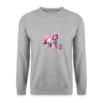 Pink Pony - Cartoon Character - Unisex Sweatshirt - salt & pepper - Front - Alina (178cm) & Michal (187cm)