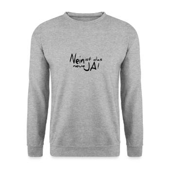 NEIN ist das neue JA - Unisex Pullover - Weißgrau meliert - Vorne - Alina (178cm) & Michal (187cm)