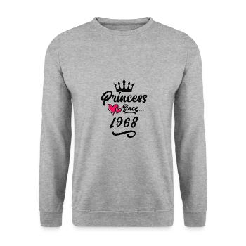 1968 Prinzessin Geburtstag - Unisex Pullover - Weißgrau meliert - Vorne - Alina (178cm) & Michal (187cm)