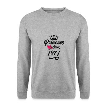 1971 Prinzessin Geburtstag - Unisex Pullover - Weißgrau meliert - Vorne - Alina (178cm) & Michal (187cm)