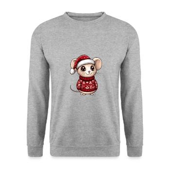Mouse Christmas Comic - Unisex Sweatshirt - salt & pepper - Front - Alina (178cm) & Michal (187cm)