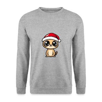 Suricate Noël Mignon - Sweat-shirt Unisexe - gris chiné - Devant - Alina (178cm) & Michal (187cm)