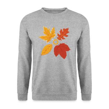 Herbst Autumn Leaves Leaves Gift - Sweat-shirt Unisexe - gris chiné - Devant - Alina (178cm) & Michal (187cm)
