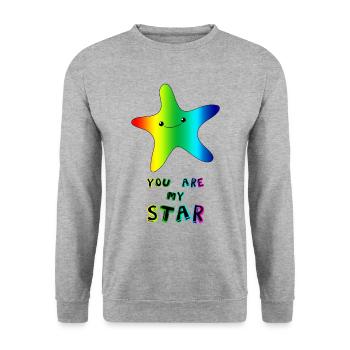 You Are My Star Mignon anniversaire de l’étoile de mer Chemise - Sweat-shirt Unisexe - gris chiné - Devant - Alina (178cm) & Michal (187cm)