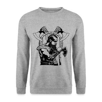 flokiaxt - Unisex Pullover - Weißgrau meliert - Vorne - Alina (178cm) & Michal (187cm)
