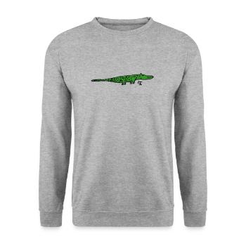 Baby Alligator - Unisex Pullover - Weißgrau meliert - Vorne - Alina (178cm) & Michal (187cm)