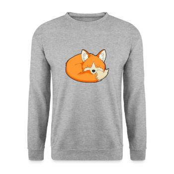 Schlafender Fuchs - Unisex Pullover - Weißgrau meliert - Vorne - Alina (178cm) & Michal (187cm)