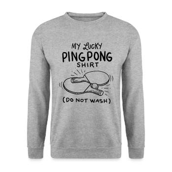 Lucky Ping Pong Shirt Tischtennis Sport Geschenk - Unisex Pullover - Weißgrau meliert - Vorne - Alina (178cm) & Michal (187cm)