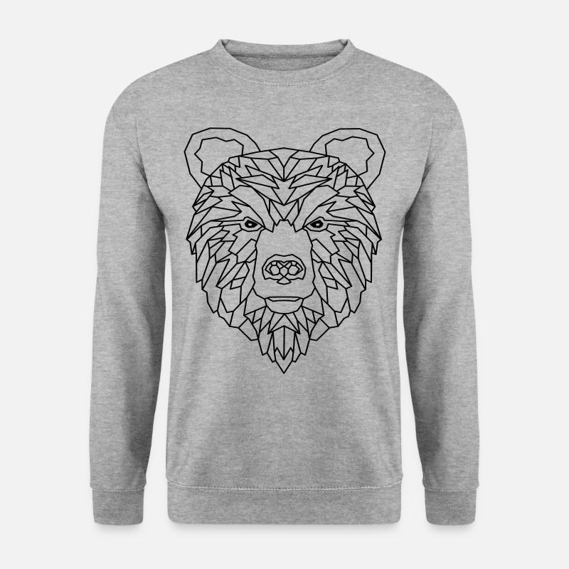 Bär Geometric - Unisex Pullover - Weißgrau meliert