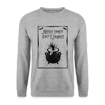 Trick or treat - Unisex Sweatshirt - salt & pepper - Front - Alina (178cm) & Michal (187cm)
