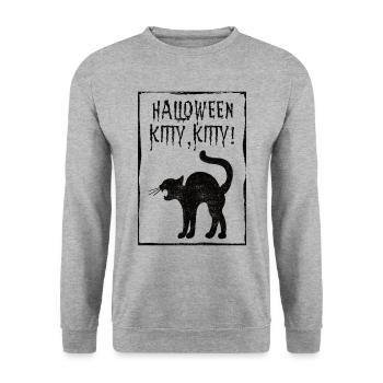 Chaton de chat d'Halloween - Sweat-shirt Unisexe - gris chiné - Devant - Alina (178cm) & Michal (187cm)