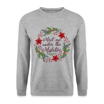 Mistletoe gift idea Christmas gift - Unisex Sweatshirt - salt & pepper - Front - Alina (178cm) & Michal (187cm)