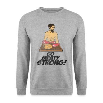 Meat strong - Unisex Sweatshirt - salt & pepper - Front - Alina (178cm) & Michal (187cm)