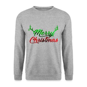 Merry Christmas - Unisex Pullover - Weißgrau meliert - Vorne - Alina (178cm) & Michal (187cm)