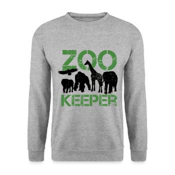 zoo keeper - Unisex Pullover - Weißgrau meliert - Vorne - Alina (178cm) & Michal (187cm)